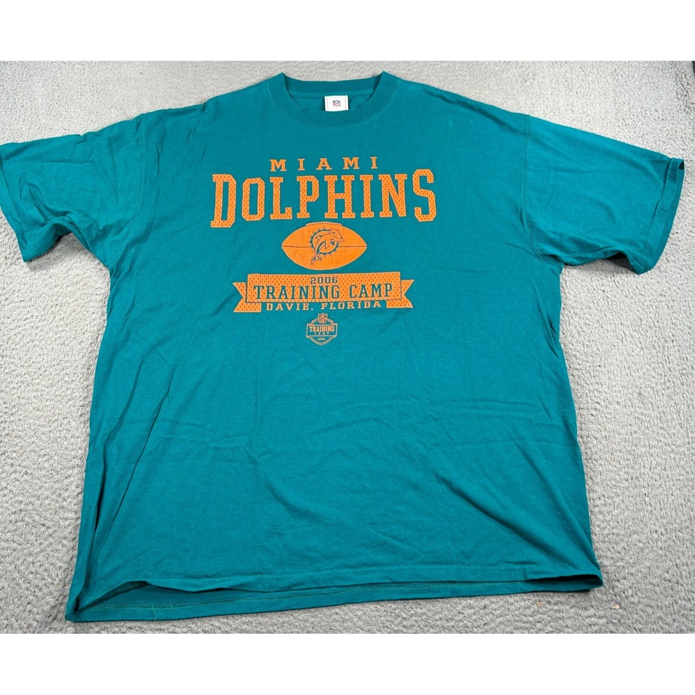 Vintage Miami Dolphins Shirt Mens Teal Tee 2006 Training Camp NFL Streetwear